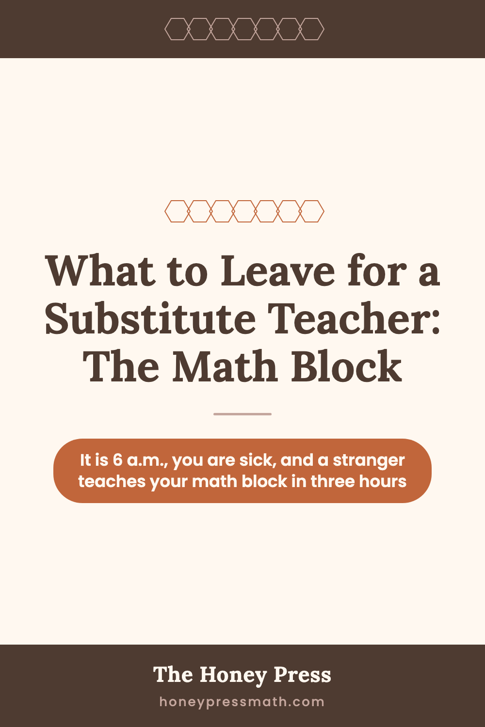 Pinterest graphic for What to Leave for a Substitute Teacher: The Math Block
