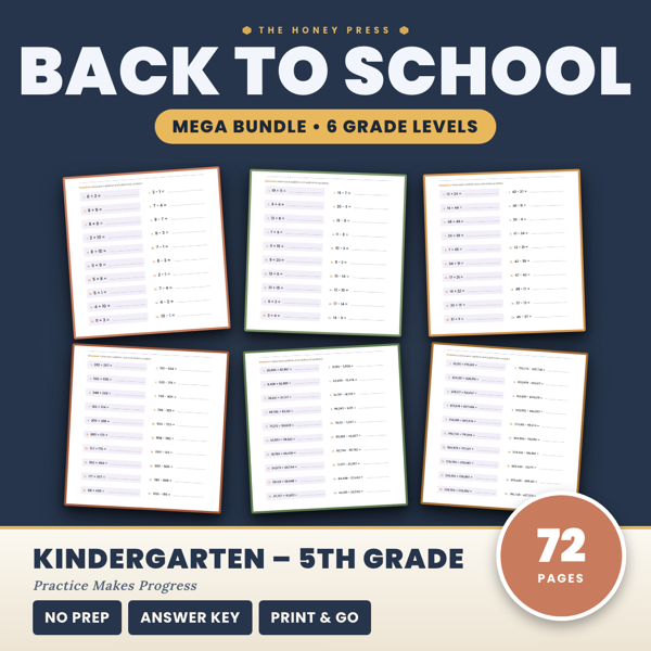 Cover of First Week of School Math Packets K-5