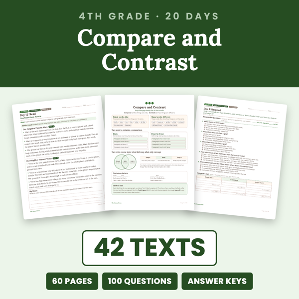 Cover of 4th Grade Compare and Contrast Paired Passages