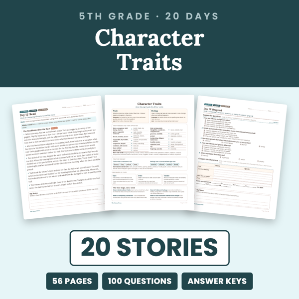 Cover of 5th Grade Character Traits Passages + Worksheets