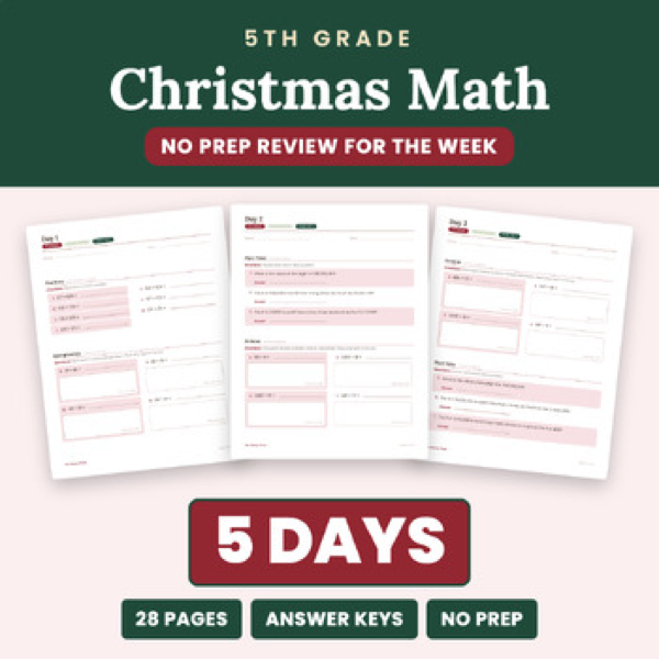 Cover of 5th Grade Christmas Math Packet