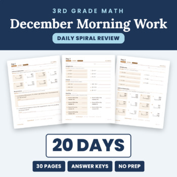Cover of December Math Morning Work