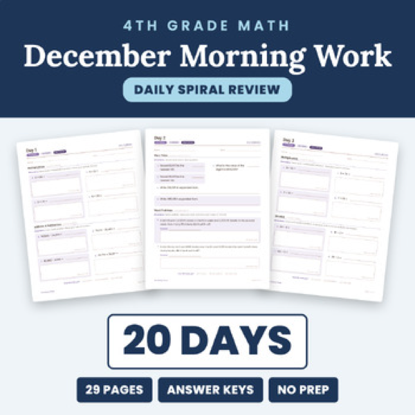 Cover of December Math Morning Work