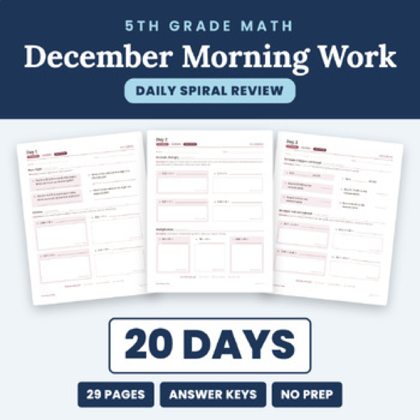 Cover of December Math Morning Work