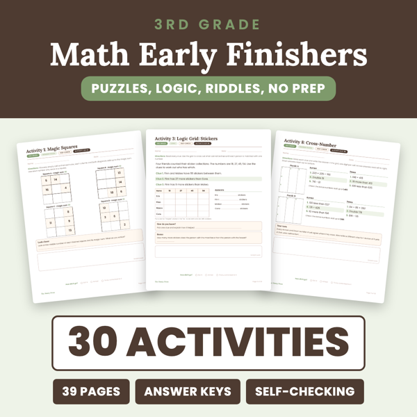 Cover of 3rd Grade Math Early Finishers