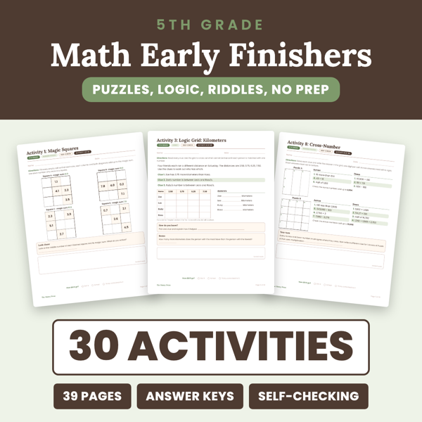 Cover of 5th Grade Math Early Finishers