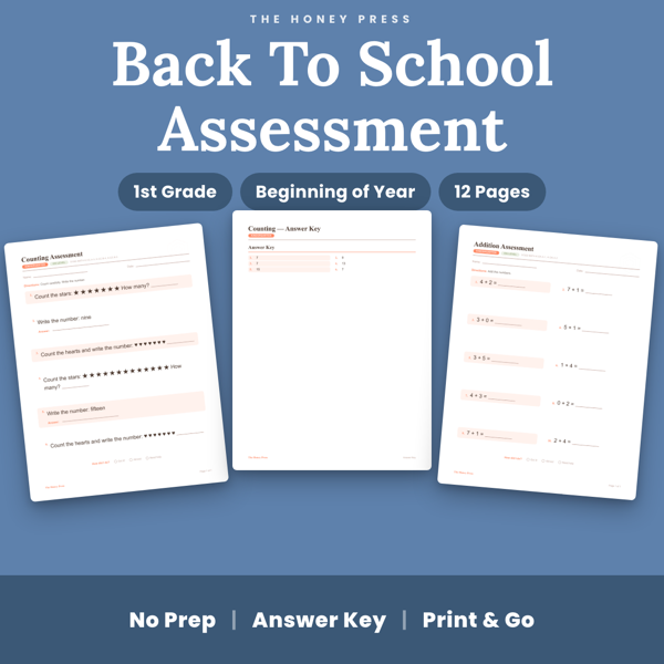 Cover of Going Into 1st Grade Math Assessment