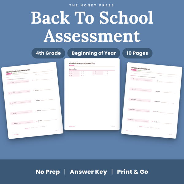 Cover of Going Into 4th Grade Math Assessment