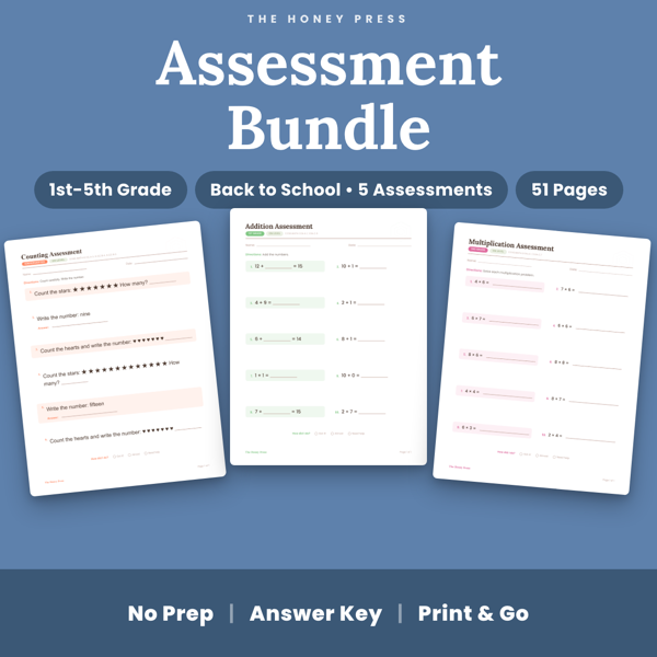 Cover of Going Into Next Grade Math Assessments Bundle