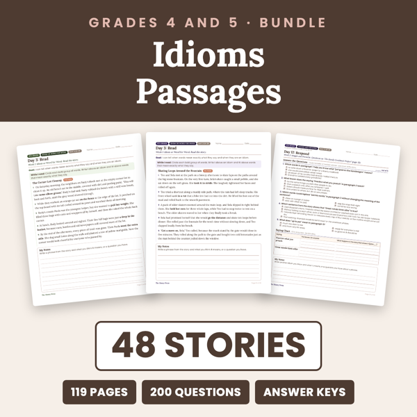 Cover of 4th and 5th Grade Idioms Passages Bundle