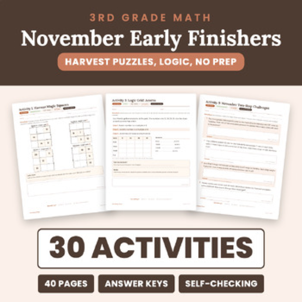 Cover of November Early Finisher Packet