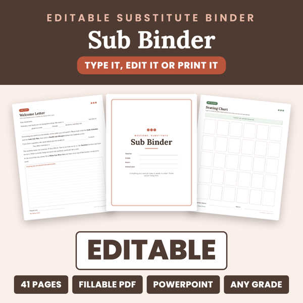 Cover of Editable Sub Binder Templates