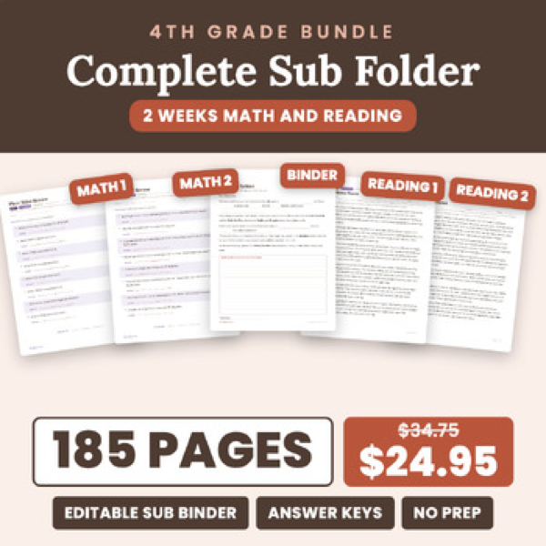 Cover of Emergency Sub Plans 4th Grade