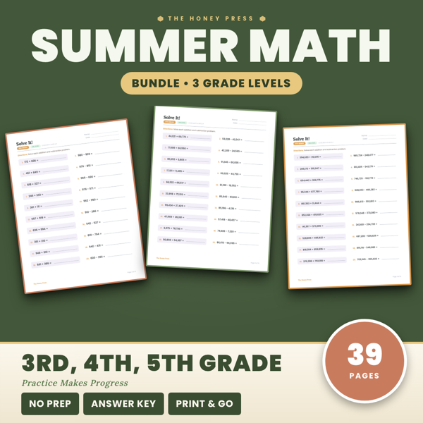 Cover of Summer Math Review BUNDLE