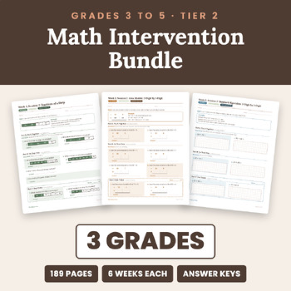 Cover of 3rd 4th 5th Grade Math Intervention Bundle