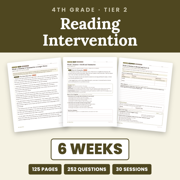 Cover of 4th Grade Reading Intervention