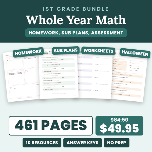 Cover of 1st Grade Math Whole Year Bundle