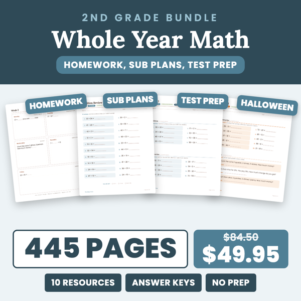 Cover of 2nd Grade Math Whole Year Bundle