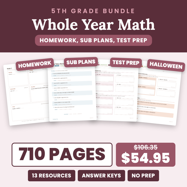 Cover of 5th Grade Math Whole Year Bundle
