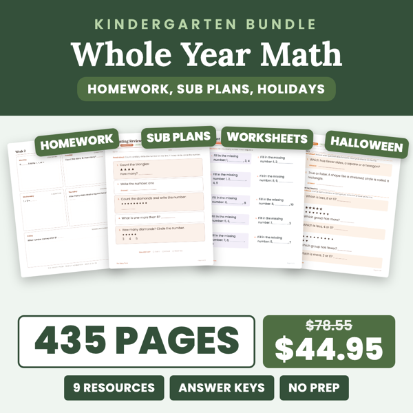 Cover of Kindergarten Math Whole Year Bundle