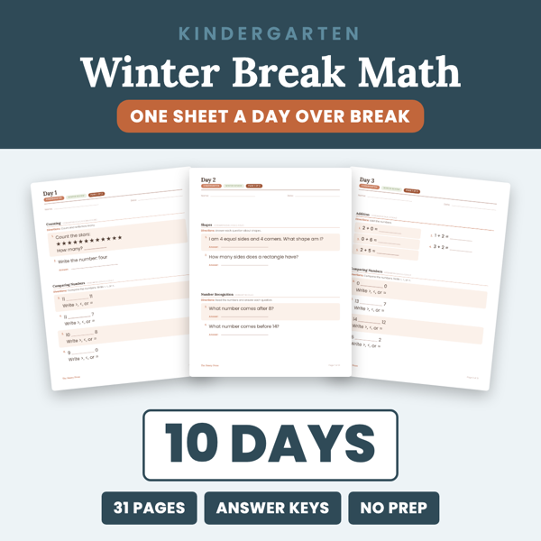 Cover of Winter Break Math Packet